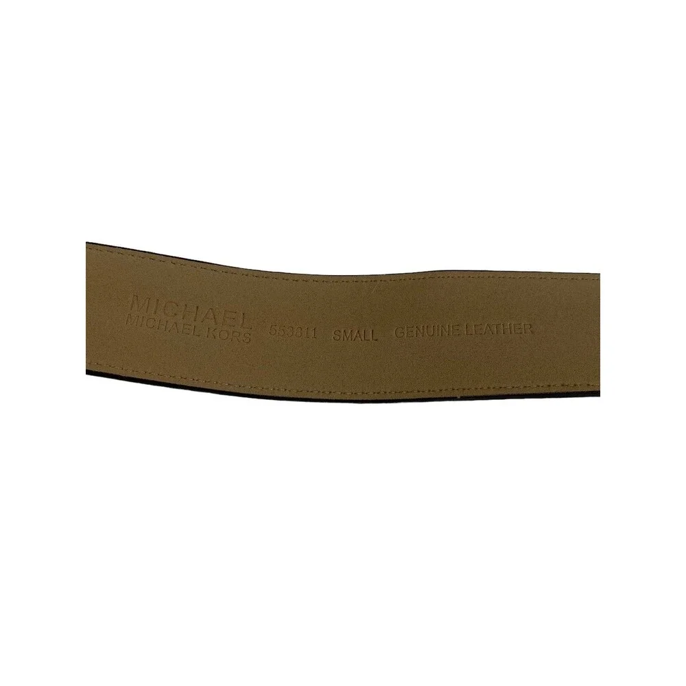 Michael Kors Genuine Leather Brown Belt Gold Logo Buckle Size S